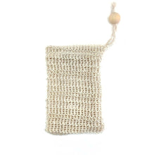Load image into Gallery viewer, Natural sisal hemp soap bags with natural unfinished wooden beads, set of 4 and set of 5