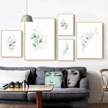 Load image into Gallery viewer, Eucalyptus leaves wall art | 5 different watercolour painting prints | 6 poster sizes