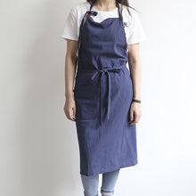 Load image into Gallery viewer, Blue sustainable linen and cotton apron
