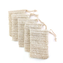 Load image into Gallery viewer, Natural sisal hemp soap bags with no wooden beads, set of 5
