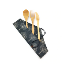 Load image into Gallery viewer, Reusable bamboo cutlery set of 3 | 6 | 7 pieces  | choice of case design
