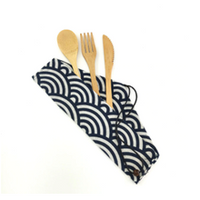 Load image into Gallery viewer, Reusable bamboo cutlery set of 3 | 6 | 7 pieces  | choice of case design
